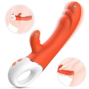 Spray wave-design vibrator in Hermès Orange, textured shaft