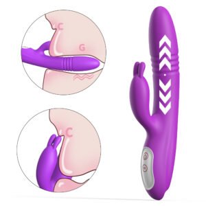 Hopper bouncing rabbit vibrator in purple, with textured shaft