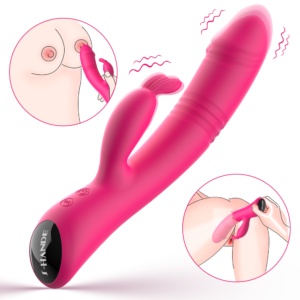 Randy thrusting rabbit vibrator in rose red, compact design