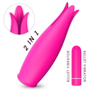 Bud flower-shaped bullet vibrator in Wine Red, petal design for fluttering sensation