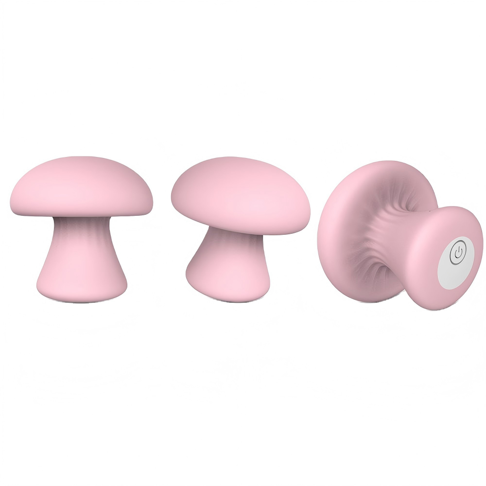 MUSHROOM compact massager in pink – beginner-friendly, body-safe silicone, ergonomic design for face and body