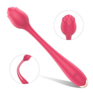 Lostus flower-shaped vibrator in rose red, flexible petals