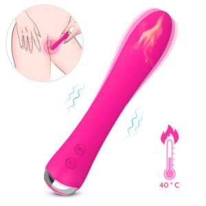 Nicola heated vibrator in rose red, smooth silicone body with heating function