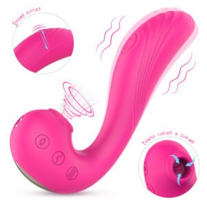 Angel's Wings suction and patting vibrator in rose red, ergonomic shape