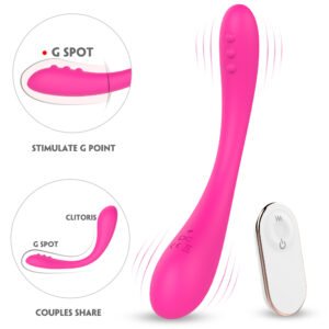 Clare-RCT remote control G-spot vibrator in rose red, dual-headed flexible design