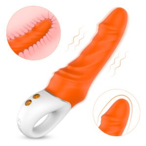 Tornado powerful wand vibrator in Hermès Orange, textured silicone head
