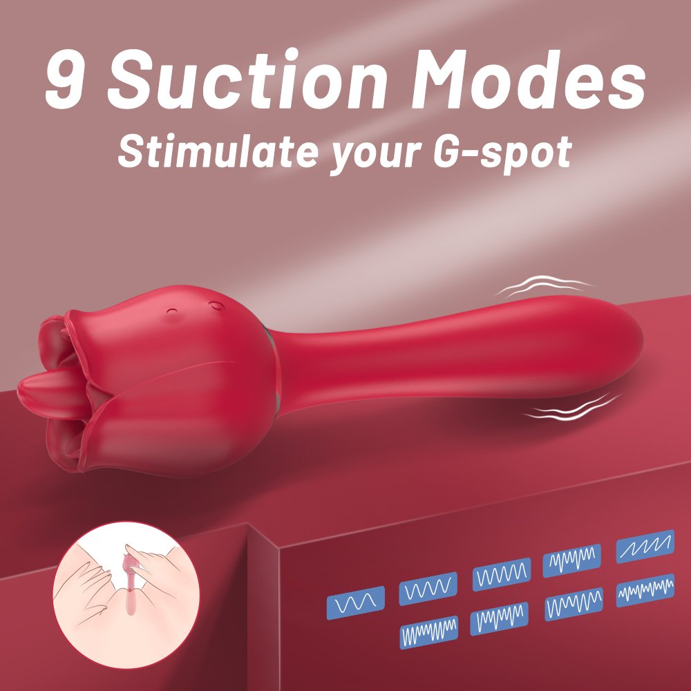 Rose Pro 6 rose-shaped suction vibrator in pink on soft fabric