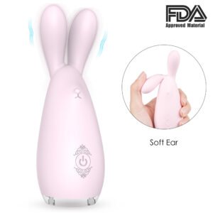 REBA bunny vibrator in pink, compact with LED